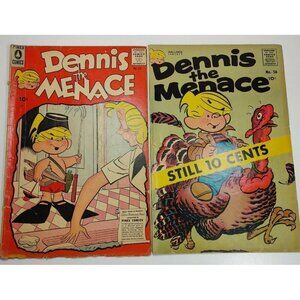 Vintage Dennis The Menace Comic Books Lot Nos. 25 & 56 1957 1961 Hallden Fawcett